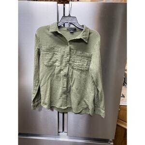 Women’s s Button Up Olive Green Blouse By social Standard S/ch